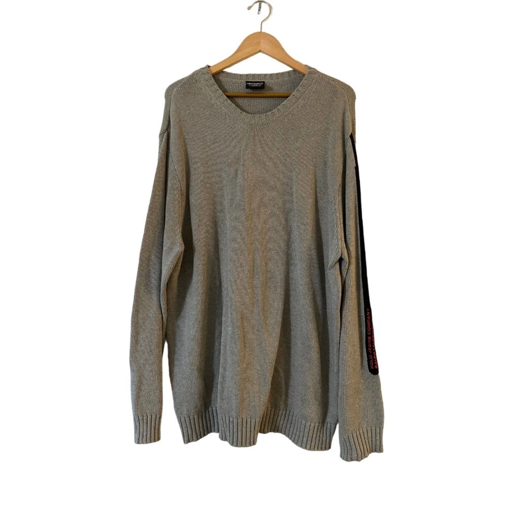 Polo Jeans Co Ralph Lauren Sweater Size XXL Mens Gray Ribbed‎ Knit Pullover